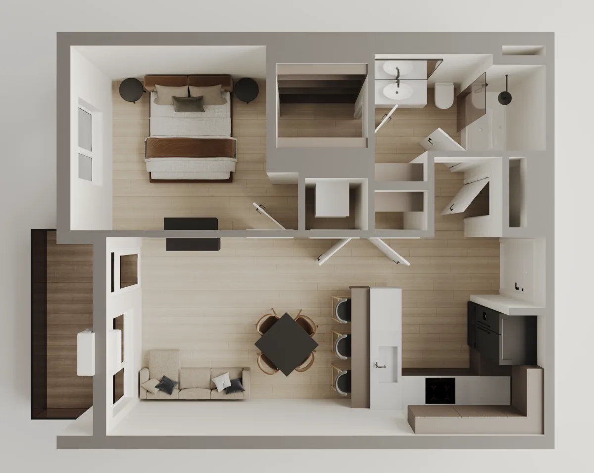 One bedroom floor plan