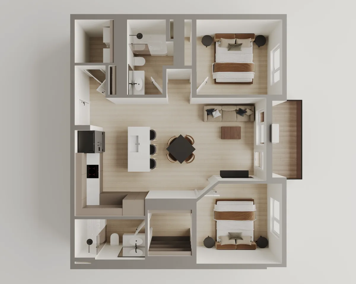 Two bedroom floor plan